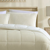 Ardor Avalon Cream 3 Pcs Velvet Comforter Set with Sherpa Reverse Queen/King - Side View