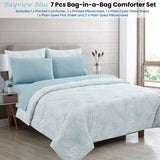 Ardor Bayview Blue 7 Pcs Bed-In-A-Bag Comforter Set with Sheet Set Queen - Front View