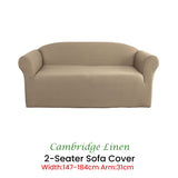 Elan Cambridge Extra-stretch Couch Cover Linen Two Seater Linen - Front View