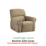Elan Cambridge Extra-stretch Couch Cover Linen One Seater Recliner Linen - Front View