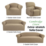 Elan Cambridge Extra-stretch Couch Cover Linen One Seater Recliner Linen - Side View
