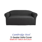 Elan Cambridge Extra-stretch Couch Cover Steel Two Seater Steel - Front View