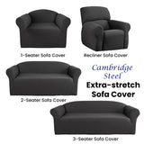 Elan Cambridge Extra-stretch Couch Cover Steel Three Seater Steel - Side View