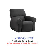 Elan Cambridge Extra-stretch Couch Cover Steel One Seater Recliner Steel - Front View