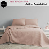 Ardor Chloe Powder Pink 3 Pcs Quilted Coverlet Set Queen/King - Front View