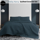 Ardor Finley Navy 3 Pcs Quilted Coverlet Set Queen/King - Front View