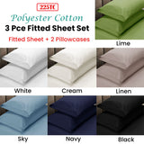 Apartmento 225TC Fitted Sheet Set King White plus 2 Pillowcases - Front View