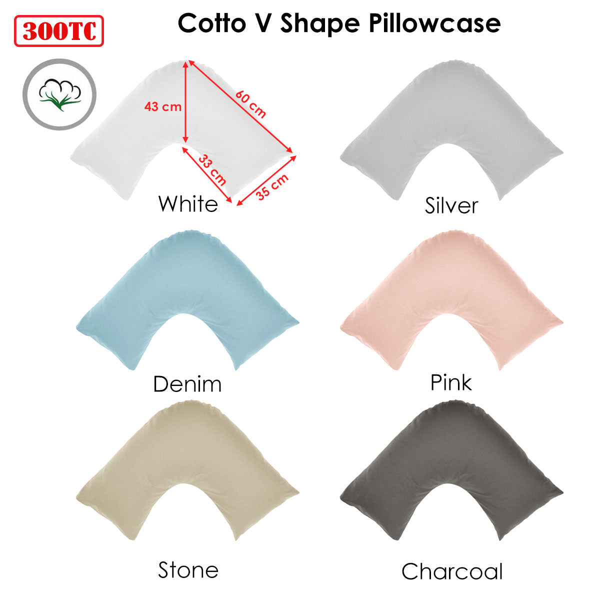 300TC Soft Cotton V Shape Pillowcase in Blush Pink