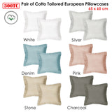 Algodon Pair of 300TC Cotton European Pillowcases Stone - Front View