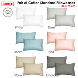 Algodon Pair of 300TC Cotton Standard Pillowcases Stone - Front View