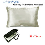 Ardor Mulberry Silk Standard Pillowcase Silver Nights - Front View