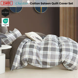 Chester Plaid Cotton Sateen Quilt Cover Set in Teal and Yellow - Queen Size by Ardor - Front View