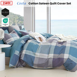Ardor Costa Check Cotton Sateen Quilt Cover Set in Soft Summer Hues - Queen Size - Front View