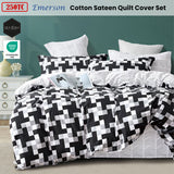 Ardor 250TC Emerson Geometric Cotton Sateen Quilt Cover Set King - Front View