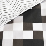 Emerson Geometric Cotton Sateen Quilt Cover Set in Bold Black and Grey - Queen Size by Ardor - Side View