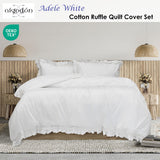 Algodon Adele White Cotton Ruffle Quilt Cover Set King - Front View