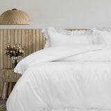 Algodon Adele White Cotton Ruffle Quilt Cover Set King - Side View