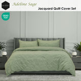 Ardor Adeline Sage Jacquard Damask Quilt Cover Set Queen - Front View