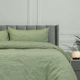 Ardor Adeline Sage Jacquard Damask Quilt Cover Set Queen - Side View
