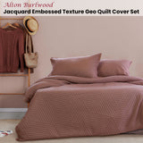 Ardor Alton Burlwood Jacquard Embossed Texture Geo Quilt Cover Set King - Front View