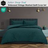Ardor Asher Deep Teal Embossed Vintage Washed Quilt Cover Set King - Front View