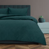 Ardor Asher Deep Teal Embossed Vintage Washed Quilt Cover Set King - Side View