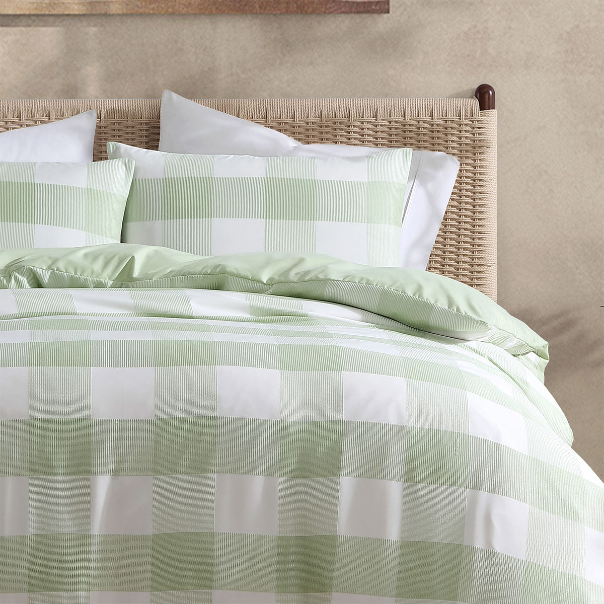 Ardor Ashlea Sage Oversized Waffle Check Quilt Cover Set Queen