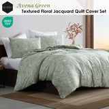 Ardor Avena Green Textured Floral Jacquard Quilt Cover Set Queen - Front View