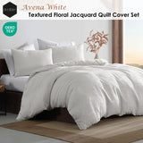 Ardor Avena White Textured Floral Jacquard Quilt Cover Set Queen - Front View