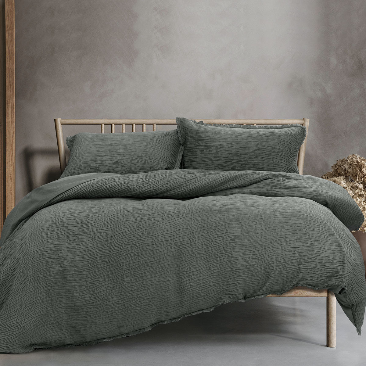 Ardor Campbell Vintage Charcoal Crinkled Quilt Cover Set - King Size