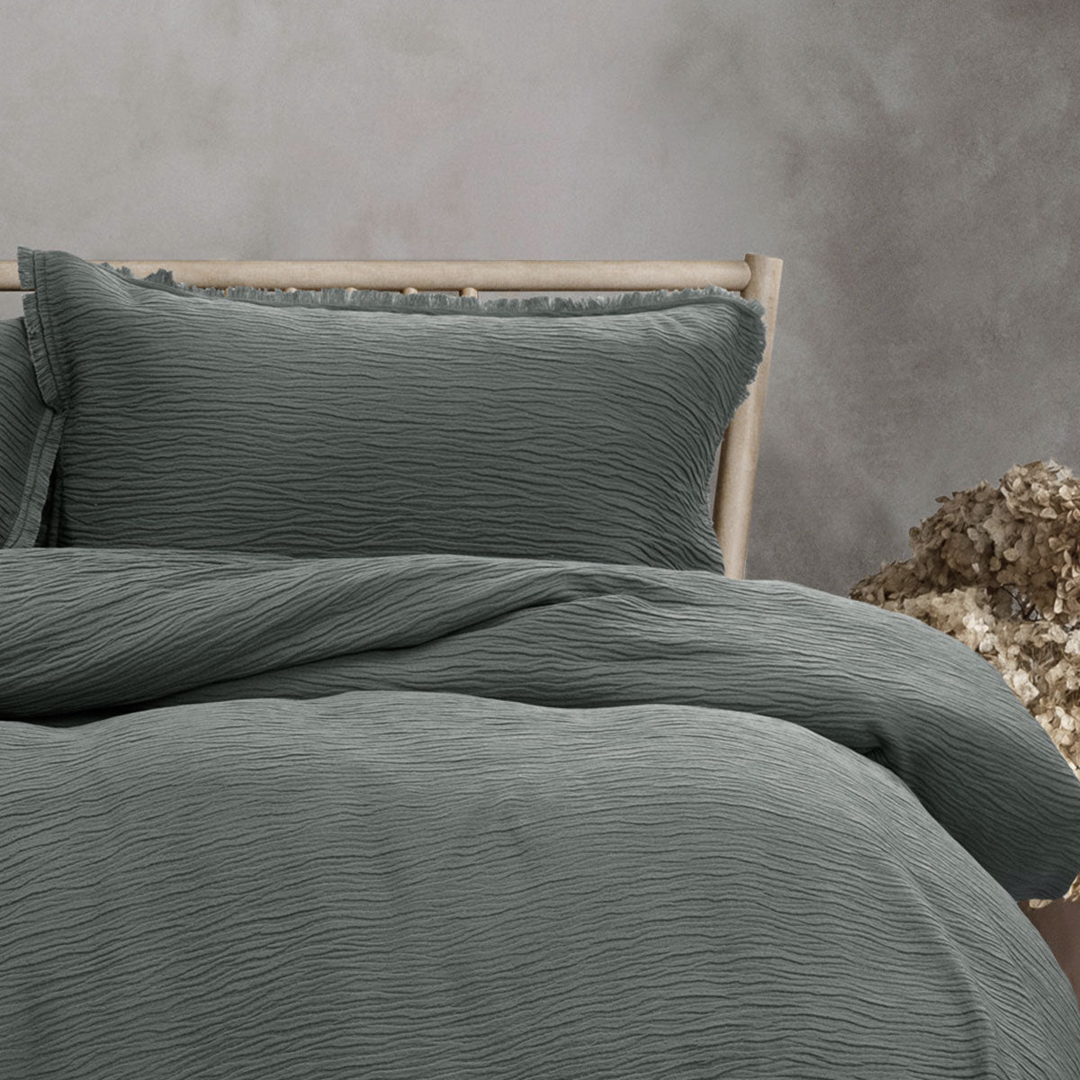 Ardor Campbell Vintage Charcoal Crinkled Quilt Cover Set - King Size