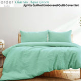 Chateau Aqua Green Embossed Petal Quilt Cover Set for Queen Size - Front View