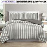 Ardor Cove Charcoal Seersucker Waffle Quilt Cover Set Queen - Front View