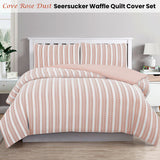 Ardor Cove Rose Dust (Similar to Peach color) Seersucker Waffle Quilt Cover Set Queen - Front View