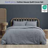 Ardor Earth Grey Cotton Gauze Quilt Cover Set Queen - Front View