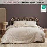 Ardor Earth Oatmeal Cotton Gauze Quilt Cover Set Queen - Front View