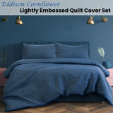 Ardor Eddison Cornflower Light Quilted Embossed Quilt Cover Set Queen - Front View