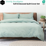 Ardor Everly Eucalyptus Soft Embossed Quilt Cover Set Queen - Front View