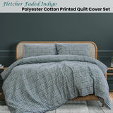 Ardor Fletcher Faded Indigo Printed Quilt Cover Set Queen - Front View