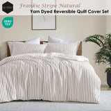 Ardor Frankie Natural Stripe Yarn Dyed Reversible Quilt Cover Set King - Front View