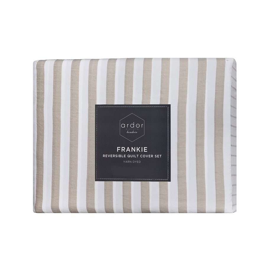 Ardor Frankie Natural Stripe Yarn Dyed Reversible Quilt Cover Set Queen