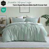Ardor Frankie Sage Stripe Yarn Dyed Reversible Quilt Cover Set Queen - Front View