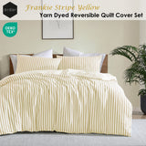 Ardor Frankie Yellow Stripe Yarn Dyed Reversible Quilt Cover Set Queen - Front View