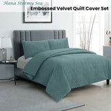 Ardor Hana Stormy Sea Embossed Velvet Quilt Cover Set King - Front View