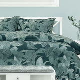 Ardor Indra Teal Palm Leaf Printed Quilt Cover Set King - Side View