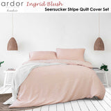 Ardor Ingrid Blush Seersucker Stripe Quilt Cover Set Queen - Front View
