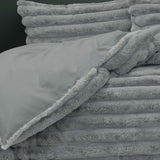 Ardor Jax Smoky Grey Plush Faux Fur Quilt Cover Set King - Side View