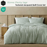 Ardor Kiewa Dusty Sage Textured Jacquard Aztec Quilt Cover Set King - Front View