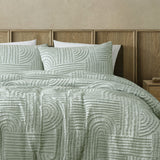 Ardor Kiewa Dusty Sage Textured Jacquard Aztec Quilt Cover Set King - Side View
