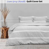 Ardor Liam Chenille Textured Grey Quilt Cover Set King - Front View